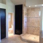 Shower with Travertine and Tile