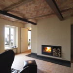 Fireplace and Brick Ceiling